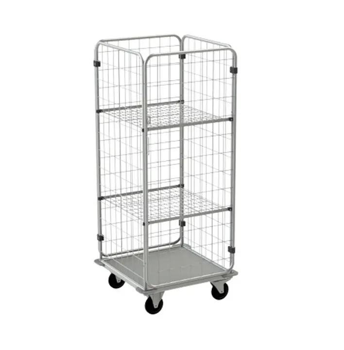 Klaro Ratuotas konteineris su grotelėmis skalbiniams vežti BESI STANDARD 13 3213 - chromuotas / cinkuotas