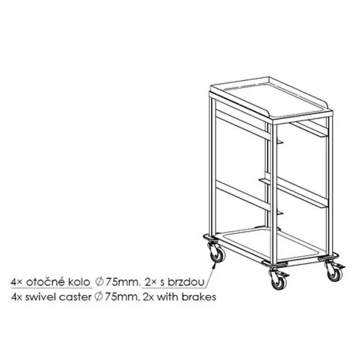 Klaro Nerūdijančiojo plieno vežimėlis konteineriams CN 15/21