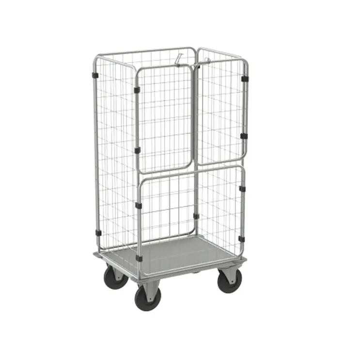 Klaro Ratuotas konteineris su grotelėmis skalbiniams vežti BESI MAXI 17 3217 - chromuotas / cinkuotas