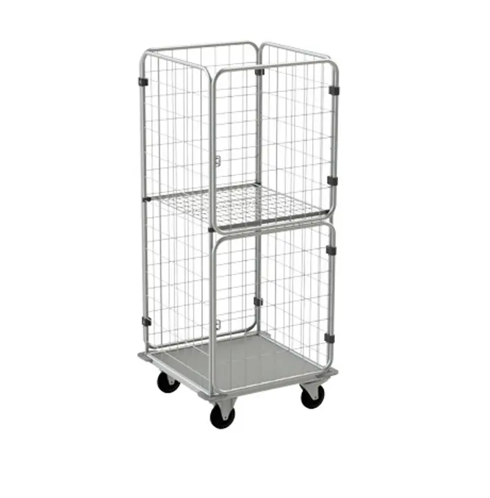 Klaro Ratuotas konteineris su grotelėmis skalbiniams vežti BESI STANDARD 14 3214 - chromuotas / cinkuotas